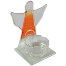 Teelichthalter Glas Engel orange - wei 8 x 10 x 6 cm