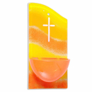 Glasweihkessel modern gelb/orange mit weiem Kreuz ca. 15...