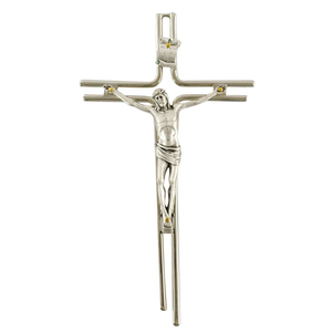 Metallkreuz / Kruzifix Stbe mit Korpus silberfarben 20 x 11 cm - Wandkreuz