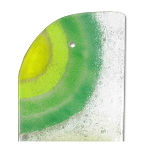 Glasweihkessel modern grn - wei mit Sonne gelb 13 x 7,5 cm