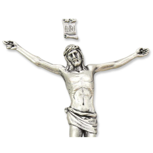 Jesus Krper Metall oxydiert silberfarben mit INRI 15 cm