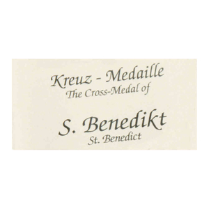 Benediktus-Kreuz Metall silber - grn mit Benediktusmedaille 5 x 2,9 cm