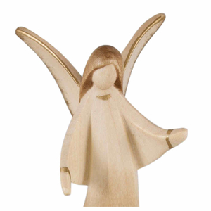 Schutzengel - Engel beschtzend Holz geschnitzt 2 x patiniert stehend 8 cm