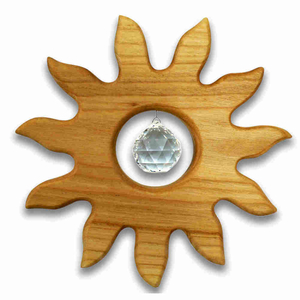Sonne zum Hngen Holz 12 cm Kristall Kugel 20 mm - Unikat