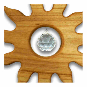 Sonne zum Hngen Holz 12 cm Kristall Kugel 20 mm - Unikat