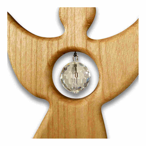 Engel zum Hngen Holz 8,5 x 7 cm Kristall 1,4 cm - Unikat