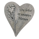 Grabschmuck Herz mit Rose Inschrift Du lebst in unserem...
