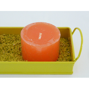 Kerzen orange mit Tablett und Dekosteine gelb Kerzendekorations-Set Kerzendeko