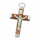 Rosenkranz Kreuz Holz braun mit Metalleinfassung 3,3 cm