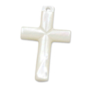 Rosenkranz Kreuz aus echtem Perlmutt wei 3x2 cm