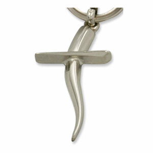 Schlüsselanhänger Kreuz modern geschwungen Metall silber 10,5 cm