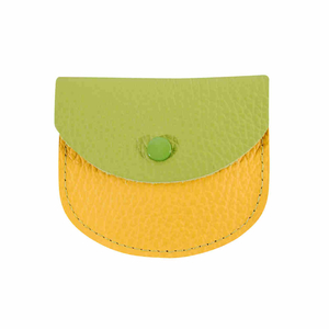 Rosenkranz Etui hellgrn - gelb Leder 7,5 x 6,5 cm