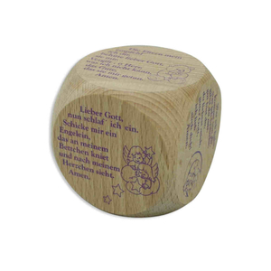 Gebetswrfel Kindergebete Holz natur / lila 5,5 cm