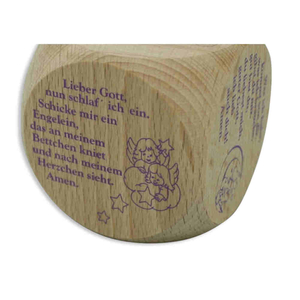 Gebetswürfel Kindergebete Holz natur / lila 5,5 cm
