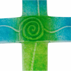 Glaskreuz türkis - grün 20 x 11 x 3,2 cm