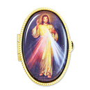 Rosenkranz Dose Barmherziger Jesu goldfarben 5 x 3,5 cm