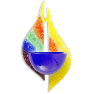 Glaskreuz - Glas Weihkessel Regenbogen im Set