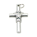Rosenkranz Kreuz Metall silberfarben mit Ring 3 cm