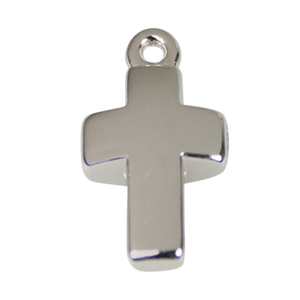 Rosenkranz Kreuz Metall silberfarben glatt mit Ring 1,5 cm