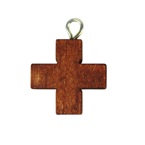 Rosenkranz Kreuz Holz glatt braun mit Ring 1,5 x 1,5 cm