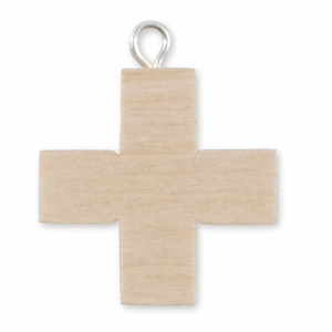 Rosenkranz Kreuz Holz glatt natur mit Ring 2,2 x 2,2 cm