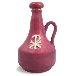 Keramik-Weihwasserkrug PAX handgetöpfert rot - beige 17 cm