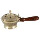 Rucherpfanne Messing mit Holzgriff & Klappdeckel  20 x 9 cm