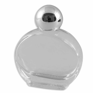 Weihwasserflasche transparent neutral Glas flach oval 4,5 x 4 cm