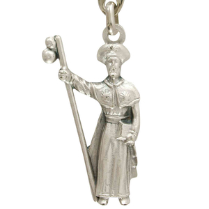 Schlüsselanhänger Jakobus Figur - Jokobsweg silberfarben 10,5 cm