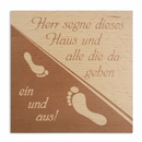 Haussegen bedruckt Motiv Fußabdruck Buchenholz 14 x 14 cm