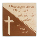 Haussegen bedruckt Motiv Kreuz Buchenholz 14 x 14 cm