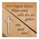 Geschnitzter Haussegen Motiv Freuz Buchenholz 14 x 14 cm