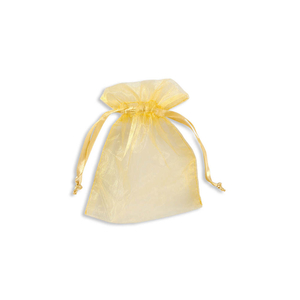 Organza Zugbeutel goldfarben mit Satinband 14 x 11 cm