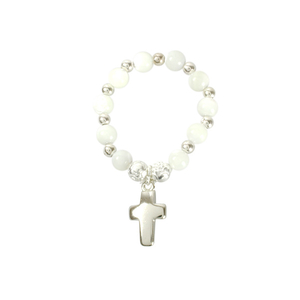 Gebetsring / Fingerrrosenkranz Perle Perlmutt dehnbar 3,5 cm
