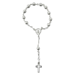 Zehner Rosenkranz mit Kreuz aus echtem Silber 11 cm