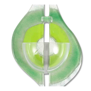 Glasweihkessel modern grün - weiß / Motiv Sonne 16 x 10 x 4 cm