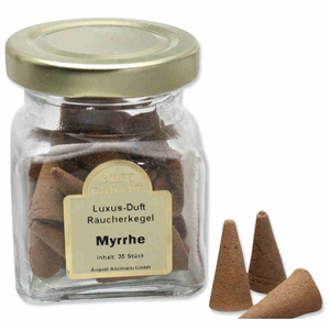 Räucherkegel Myrrhe 35 Stück im Glas