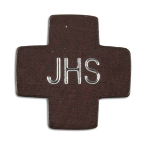 Rosenkranz Kreuz IHS Holz braun glatt mit seitlicher Bohrung 2 x 2 cm