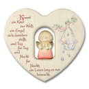 Herz geschnitzter Engel rot - Kommt ein Kind zu Welt - Holz 11,5 x 10,5 cm