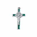 Benediktus-Kreuz Metall silber - grün mit...