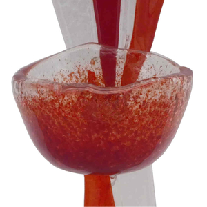 Glasweihkessel modern transparent - orange - rot Handarbeit 17 cm Weihwasserkessel