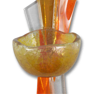 Glasweihkessel modern orange Handarbeit 10 x 6 x 6 cm