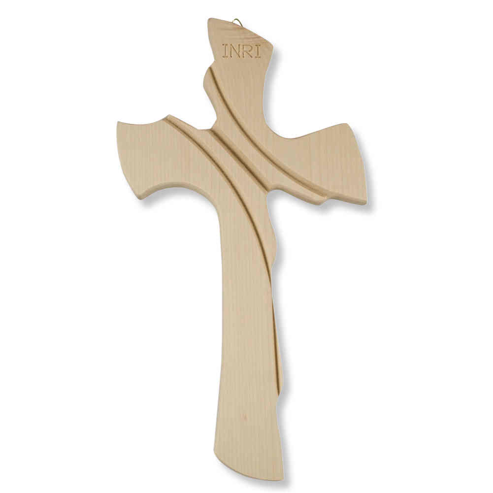 Wandkreuz Holzkreuz Fichte braun gebeizt 30 cm Auflage Silberstäbe Kreuz modern 