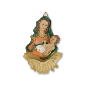 Weihkessel Madonna mit Jesukind bunt bemalt Kunststein 11 cm