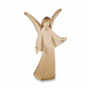 Schutzengel - Engel beschützend Holz geschnitzt 2 x patiniert stehend 8 cm