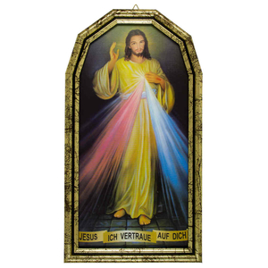 Wandbild Herz Jesu - Ich vertraue auf Dich Kunstdruck Kunststoff 26 x 14,5 cm