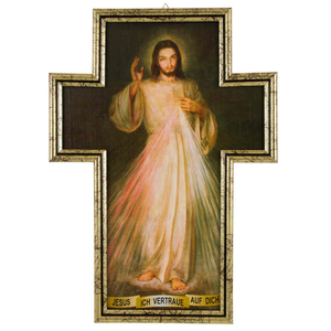 Kreuz Herz Jesu Ich vertraue auf Dich Kunstdruck Rahmen Kunststoff 36 x 26 cm