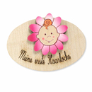 Holzdose natur Meine erste Haarlocke oval Motiv rosa...