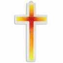 Glaskreuz wei mit Kreuz rot - orange - gelb als Auflage...