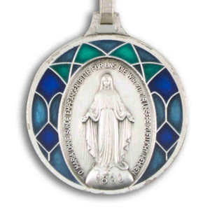 Schlüsselanhänger Madonna / Christophorus Emaille blau oval Metall 8,5 cm